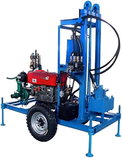 Portable Water Well Drilling Rig, 200m Depth Capacity, Steel Frame, Customizable Drill Bit, Mini Hydraulic Borehole Drill for Small Residential Wells, Compact and Efficient Powered Drilling Machine