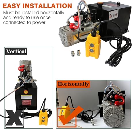 6 Quart Power Unit Double Acting, Hydraulic Power Unit, Hydraulic Pump DC12V Dump Trailer Pump, with Metal Oil Reservoir Power Unit, for Dump Trailer Car Lifting