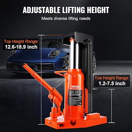 VEVOR Hydraulic Toe Jack, 10 Ton On Toe Toe Jack Lift, 20 Ton On Top Lift Capacity Machine Jack, 1.2-7.5 in Toe Height, 12.6-18.9 in Top Height, Air Hydraulic Claw Jack for Machinery, Industry