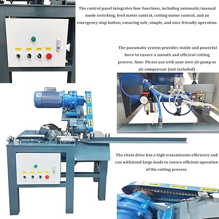 INTSUPERMAI Hydraulic Pipe Cutting Machine Pipe Cutter φ0.78-φ1.96 inch Processing Range Electric Tube Cutter for Square tubes Round tubes Angle Iron Metal Profiles 220V