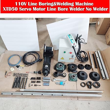 100T 110V Crawler Pin Dismantling Machine, Excavator Pressing Sleeve Pressing Chain Integrated Machine, with 110V Portable Line Boring and Welding Machine KIT for Excavator Maintenance
