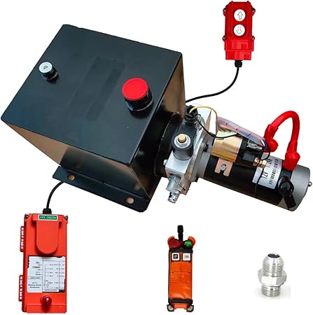 Hydraulic Power Unit for Dump Trailer Car Lifting Platforms, 2200PSI 12V DC Hydraulic Station Pump, Single Acting,1.2 kW, 8 Quart+Remote