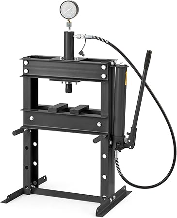 10 Ton Hydraulic Press with Pressure Gauge, Heavy Duty Adjustable H-Frame Hydraulic Garage Press Machine for Auto Repair, Overload Protection & Rust Resistant, Black