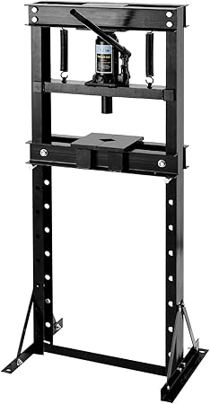 12 Ton Hydraulic Press, Heavy Duty H-Frame Garage Floor Shop Press with Adjustable Worktable & Plates, for Metal Bending, Straightening, Installing Bearings & U-Joints,Black