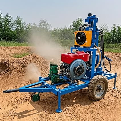 Portable Water Well Drilling Rig, 200m Depth Capacity, Steel Frame, Customizable Drill Bit, Mini Hydraulic Borehole Drill for Small Residential Wells, Compact and Efficient Powered Drilling Machine