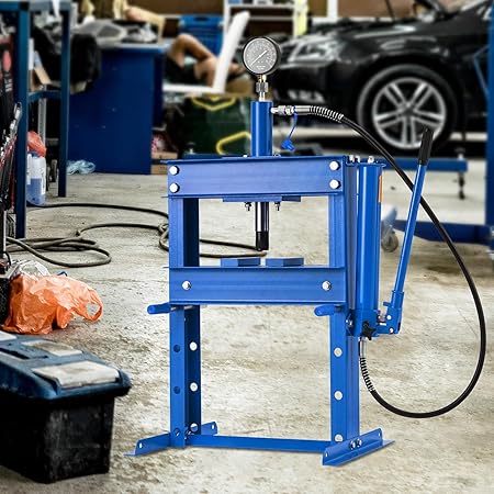 10T Hydraulic Press, Heavy Duty 10 Ton h-Frame Garage Hydraulic Shop Press, Adjustable Worktable & Plates, for Metal Bending, Straightening