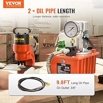 VEVOR 10000 PSI 750W 110V, 488 in³/8L Capacity, Single Acting Solenoid Valve, Electric Driven Hydraulic Pump Power Pack Unit with Pedal Switch for Punching/Bending/Jack Machine, Orange